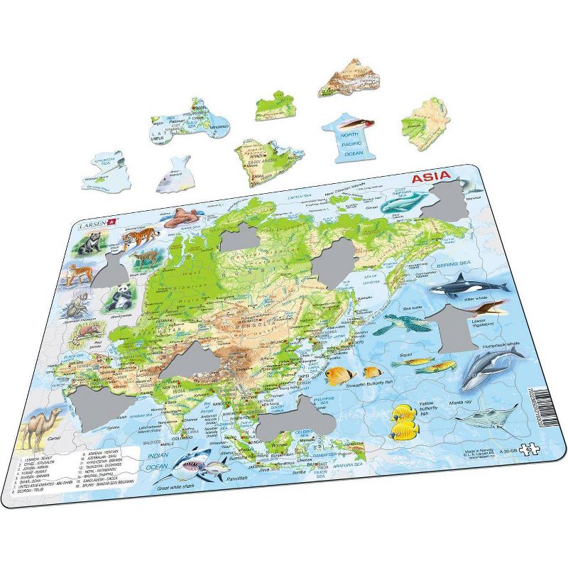 Larsen Puzzles Asia Map with Animals Kids Jigsaw Puzzle - 63pc, 3 of 6