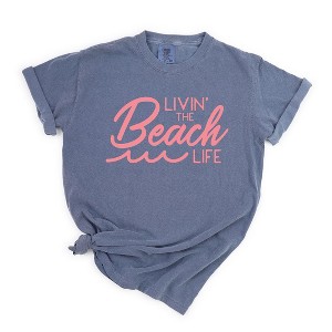 Simply Sage Market Women's Livin' The Beach Life Short Sleeve Garment Dyed Tee - 1 of 2
