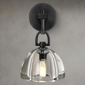 CityFurn 1-Light Modern Crystal Wall Sconce Bathroom Wall Light with Bowl-shaped Glass - 1 of 4