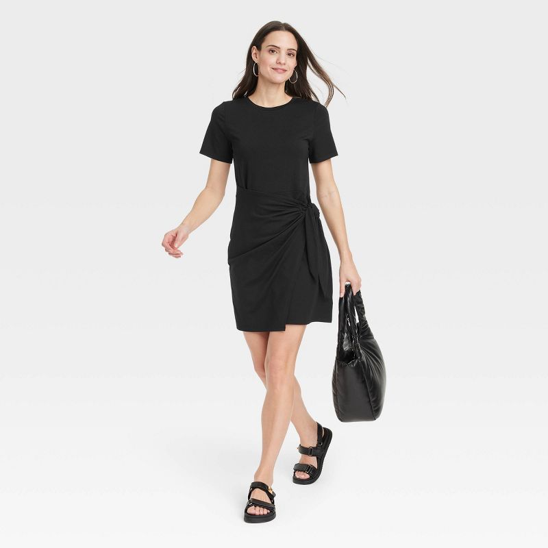 Women's Short Sleeve Mini T-Shirt Wrap Dress - A New Day™, 4 of 11