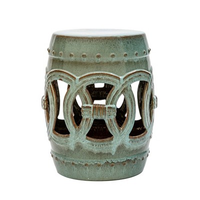 Moroccan Ceramic Garden Stool Teal 