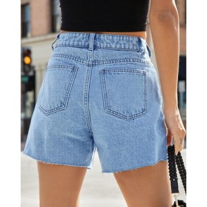 Imily Bela Classic High Waisted Raw Hem Jean Shorts Straight Leg Denim Shorts Summer Hot Pants - 1 of 4