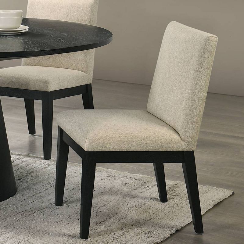 19&#34; Froja Dining Chairs Beige Fabric and Black Finish - Acme Furniture, 1 of 8