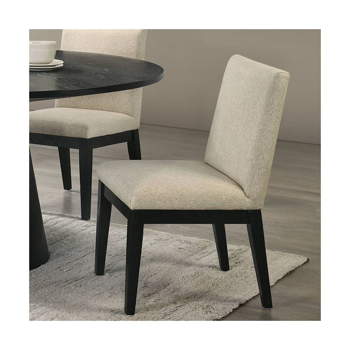 19" Froja Dining Chairs Beige Fabric and Black Finish - Acme Furniture