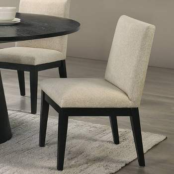 19" Froja Dining Chairs Beige Fabric and Black Finish - Acme Furniture