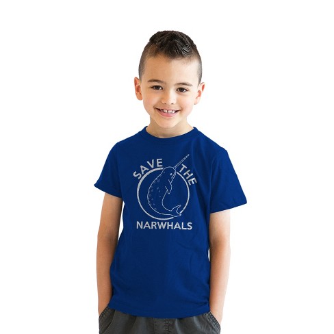 Youth Save The Narwhals Tshirt Funny Narwhal Unicorn Shirt For Kids - Crazy Dog Youth T Shirt - image 1 of 4