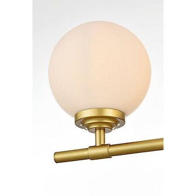 Brass and Frosted Glass 3-Light Dimmable Bath Sconce