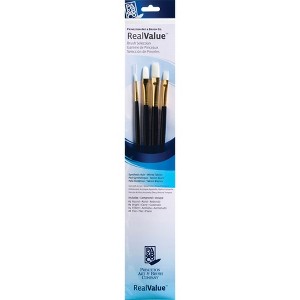 Princeton RealValue Brush Set, White Taklon Bristles, Long Handle Mixed Media Paintbrush, Dark Blue, 4 Pieces - 1 of 2