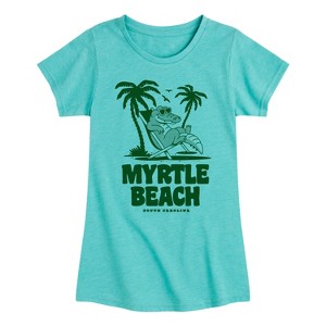 Girls' - Instant Message - Myrtle Beach South Carolina Alligator Fitted Short Sleeve Graphic T-Shirt - 1 of 4