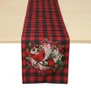 Unique Bargains Christmas Table Runner Wreath with Red Bird Linen Red White Black Green 72"x13" 1 Pc - 4 of 4