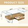 FURNIinspire Coffee Tables 2 Tier with Clear Tempered Glass and  Wood Grain Storage Design for Living Room,  Brown, 43.3"*23.6"*16.7" - 3 of 4