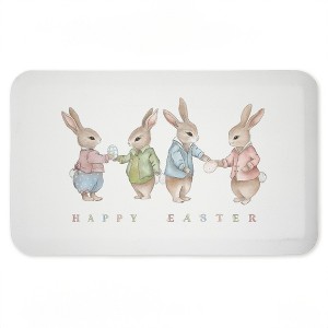 Stupell Industries Minimal Happy Easter Bunnies Printed Anti-Fatigue Floor Mat, design by Leah Straatsma, 30"x18" - 1 of 4