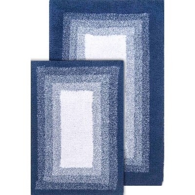 Chic Home Greyson 2 Piece Plush Cotton Bath Rug Set in Blue