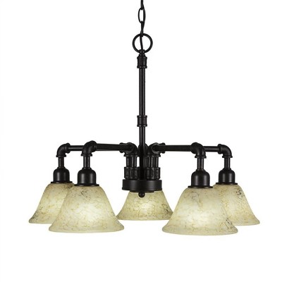 Toltec Lighting Vintage 5 - Light Chandelier in  Dark Granite with 7" Italian Marble Shade
