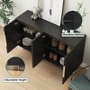 Lyngins Sideboard Buffet Cabinets with 4 Doors Metal Handles,Metal Legs,Corrugated Fluted Coffee Bar Cabinets,Credenzas for Kitchen,Entryway - 4 of 4