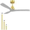 HOMLUX 52" Solid Wood Ceiling Fan w/Remote Control Reversible Motor,Gold - 2 of 4