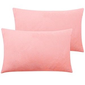 2 Pack Zippered Velvet Pillowcases, Super Soft and Cozy Luxury Fuzzy Flannel Pillow Cases - NTBAY - 1 of 4