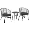 Resenkos 3 Pieces Patio Bistro Set, Two Hand-Woven PE Wicker Chairs And A Glass Bistro Table, Cream White - 2 of 4