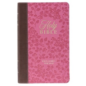 KJV Holy Bible, Giant Print Standard Size Faux Leather Red Letter Edition - Thumb Index & Ribbon Marker, King James Version, Brown/Pink Berry - 1 of 1