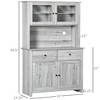 63.5" Kitchen Buffet with Hutch, Pantry Storage Cabinet with 4 Shelves, Drawers, Framed Glass Doors, Open Microwave Countertop - 3 of 4