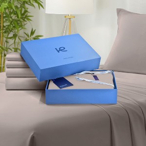 Kickoff Home Viscose from Bamboo Sheets Set 300 Thread Count 100% Organic Bamboo Viscose Cooling Bedding Sheets Hot Sleepers, Flat, Fitted, Pillowcase - 1 of 4