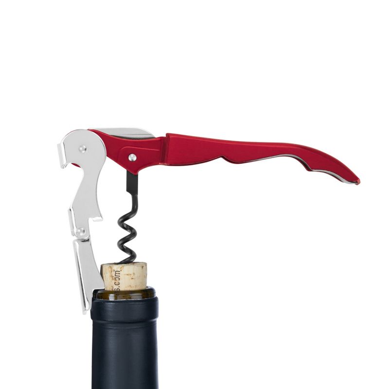 True TrueTap Metallic Red Double Hinged Waiter’s Corkscrew, Stainless Steel Wine Key with Foil Cutter, 4 of 7