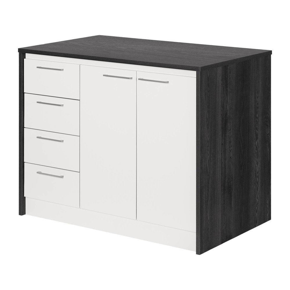 Photos - Kitchen System Myro Kitchen Island Gray Oak/White - South Shore