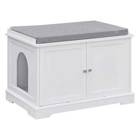 Bench cat litter outlet box