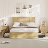 Garvee Bed Frame with Natural Rattan Headboard, Wood Slat Support, Metal Base - 2 of 4