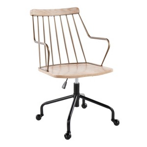 TiramisuBest Adjustable Preston Farmhouse Office Chair, Wood & Metal, 360¡ã Swivel, Spindle Back, Indoor Use - 1 of 4