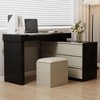 Luck Live A desk or vanity table that can be adjusted and extended at multiple angles, accompanied by a soft stool. - 4 of 4