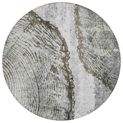 Gray Taupe And Silver Abstract Washable Indoor Outdoor Area Rug