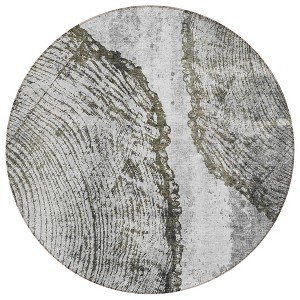 Gray Taupe And Silver Abstract Washable Indoor Outdoor Area Rug - 1 of 4