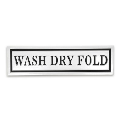 HomeRoots 10" X 36" White And Black Wash Dry Fold Metal Wall Decor
