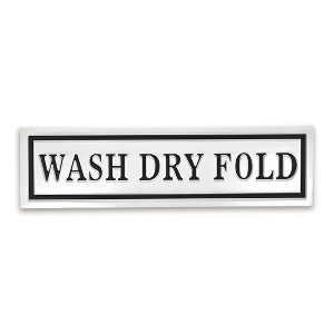 HomeRoots 10" X 36" White And Black Wash Dry Fold Metal Wall Decor - 1 of 4