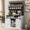 75-Inch Tall Coffee Hutch Cabinet with Sliding Barn Doors, Large Farmhouse Kitchen Buffet Cabinet, Spacious Storage Sideboard for Dining Room - 4 of 4