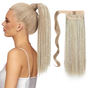 Alilang 18-Inch Sparkling Straight Wrap Around Ponytail Extension with Shimmering Tinsel Strands for Special Event Glam - 1 of 3