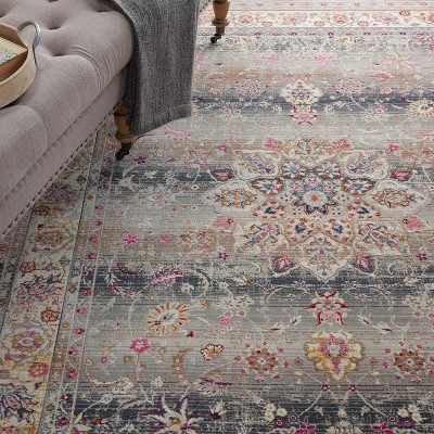 Gray Hand-Knotted Wool and Synthetic Rectangular Rug