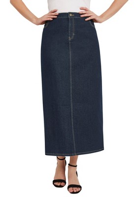 Jessica London Women's Plus Size True Fit Stretch Denim Midi Skirt