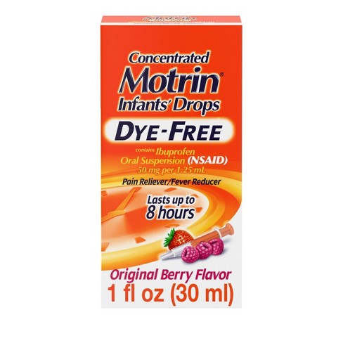 Infants' Motrin Dye-Free Pain Reliever/Fever Reducer Liquid Drops - Ibuprofen (NSAID) - Berry - 1 fl oz - image 1 of 4