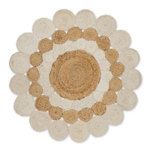 Design Imports Bohemian Round Natural Jute - White - 3 Ft Round - 1 of 4
