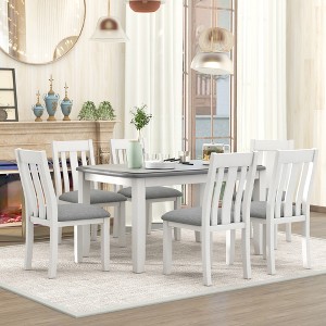 NicBex Dining Table Set for 6 Retro Style Wooden Extendable Table with 6 Chairs for Kitchen - 1 of 4