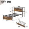 Platform Bed Frame with Headboard, 3-Tier Storage Shelves & 2 Drawers, Brown - 2 of 4