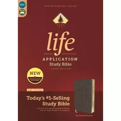 Niv, Life Application Study Bible, Third Edition, Bonded Leather, Navy Floral, Red Letter, Thumb Indexed - by  Zondervan (Leather Bound)