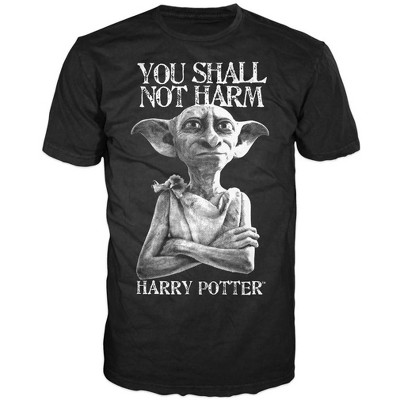 Seven Times Six Harry Potter Dobby Shall Not Harm Mens Black T-shirt