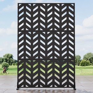 183cm x 120cm x 40cm Black Galvanized Steel Screen with Fishbone Pattern Design - 1 of 3