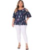 Agnes Orinda Women's Plus Size Feather Print Cold Shoulder Ruffle Short Sleeves Trending Outfits Blouses - 3 of 4