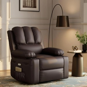 Oversized Swivel Recliner Chair with Heat & Massage - 360° Rotation Manual Rocking Chair - 1 of 4