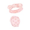 Hudson Baby Infant Girl Cotton Headband and Scratch Mitten Set, Boho Flower, 0-6 Months - 4 of 4