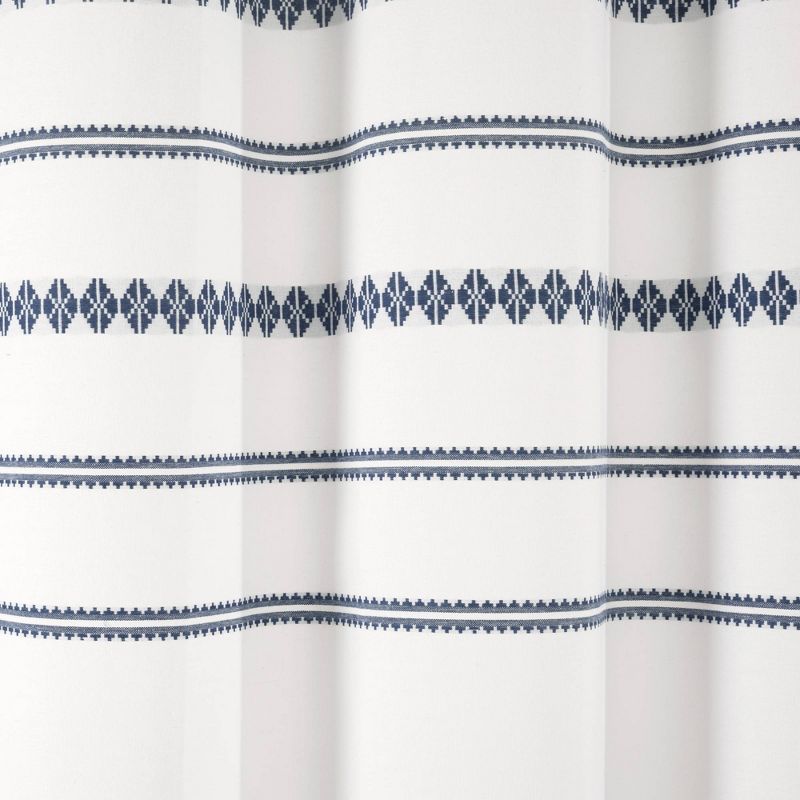 72&#34;x72&#34; Breezy Chic Tassel Jacquard Eco-Friendly Recycled Cotton Shower Curtain Navy - Lush D&#233;cor, 4 of 6
